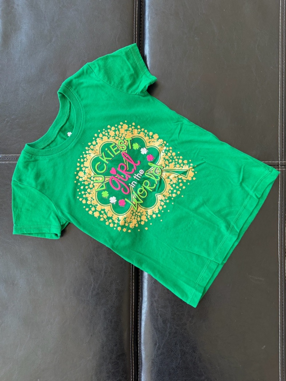 Girl’s Green Short Sleeve - “Luckiest Girl in the World”